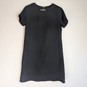 Lulu's Black Linene Shift Dress Mini A line Little Black Dress XS